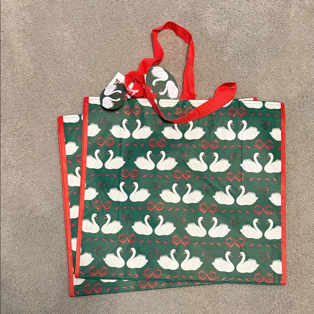 TJMaxx HomeGoods Marshall’s Reusable Shopping Tote Bag Holiday Theme - Swans